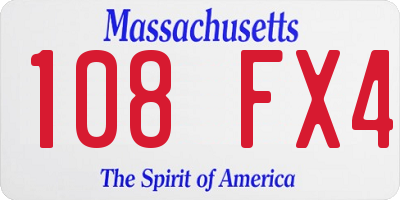 MA license plate 108FX4