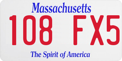 MA license plate 108FX5