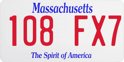 MA license plate 108FX7