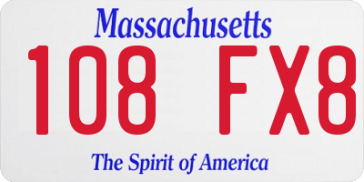 MA license plate 108FX8