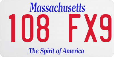 MA license plate 108FX9