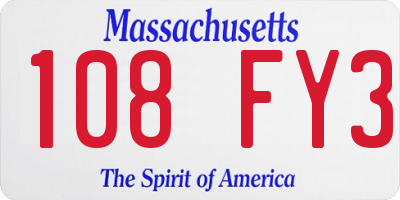 MA license plate 108FY3