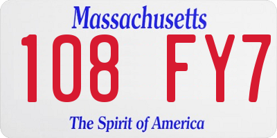 MA license plate 108FY7