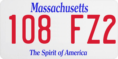 MA license plate 108FZ2
