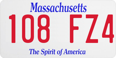 MA license plate 108FZ4