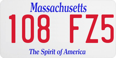 MA license plate 108FZ5