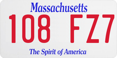 MA license plate 108FZ7