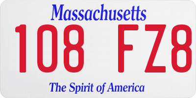 MA license plate 108FZ8