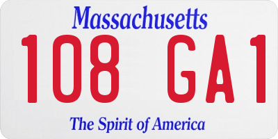 MA license plate 108GA1