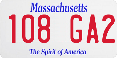 MA license plate 108GA2