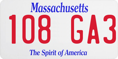 MA license plate 108GA3