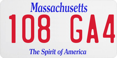 MA license plate 108GA4