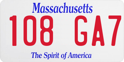 MA license plate 108GA7