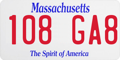 MA license plate 108GA8
