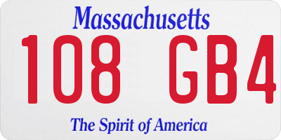 MA license plate 108GB4