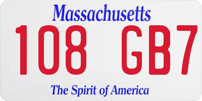 MA license plate 108GB7