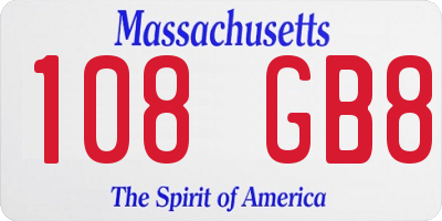 MA license plate 108GB8