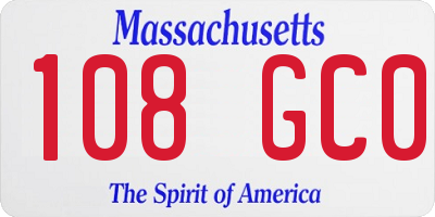 MA license plate 108GC0
