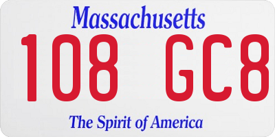 MA license plate 108GC8