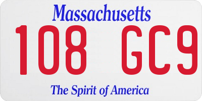 MA license plate 108GC9