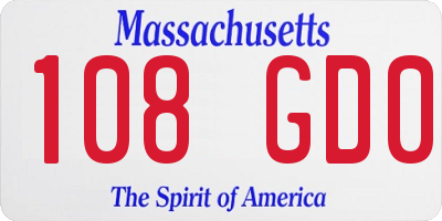 MA license plate 108GD0