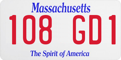 MA license plate 108GD1