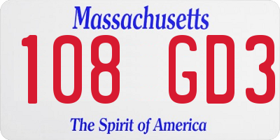 MA license plate 108GD3