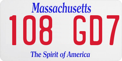 MA license plate 108GD7