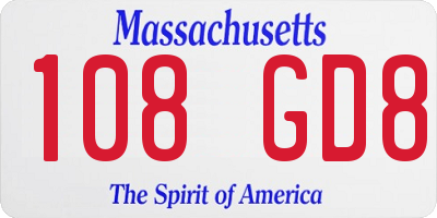 MA license plate 108GD8