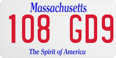 MA license plate 108GD9