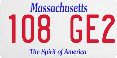 MA license plate 108GE2