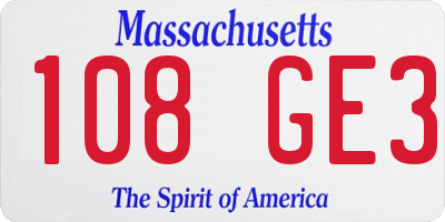 MA license plate 108GE3