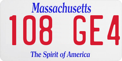 MA license plate 108GE4