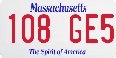 MA license plate 108GE5
