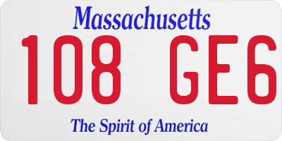 MA license plate 108GE6