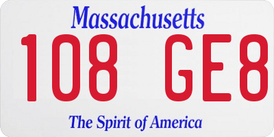 MA license plate 108GE8