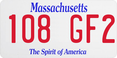 MA license plate 108GF2