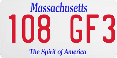 MA license plate 108GF3