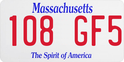 MA license plate 108GF5