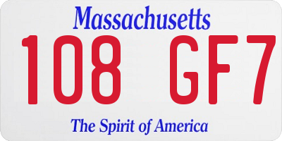 MA license plate 108GF7