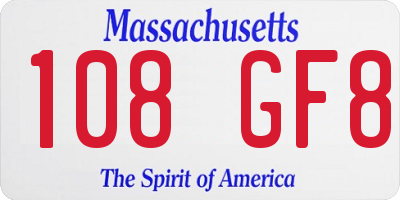 MA license plate 108GF8