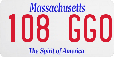 MA license plate 108GG0