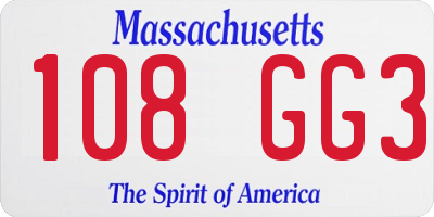 MA license plate 108GG3