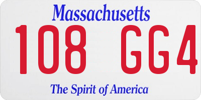 MA license plate 108GG4