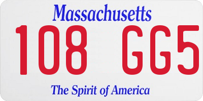 MA license plate 108GG5