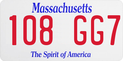 MA license plate 108GG7