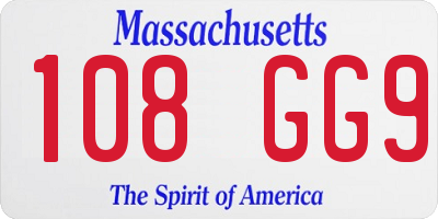 MA license plate 108GG9