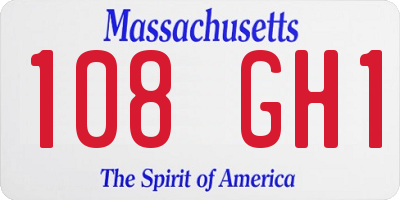 MA license plate 108GH1