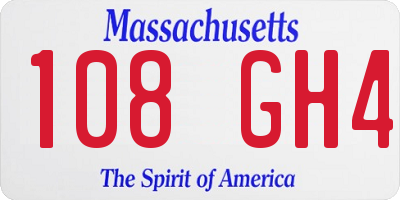 MA license plate 108GH4