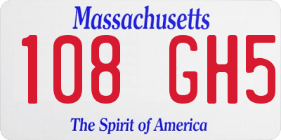MA license plate 108GH5